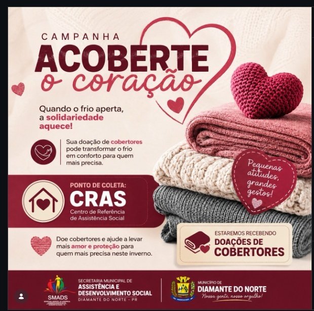 Campanha Acoberte o Coração arrecada cobertores para famílias neste inverno